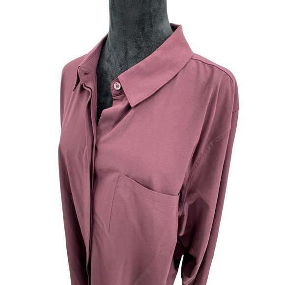 Athleta Button Up Urbanite Shirt Womens 2x Long Sleeve Career Stretch‎ Purple - Picture 1 of 7
